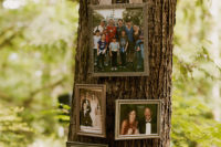 07 The couple hung some family and friends pics on the trees