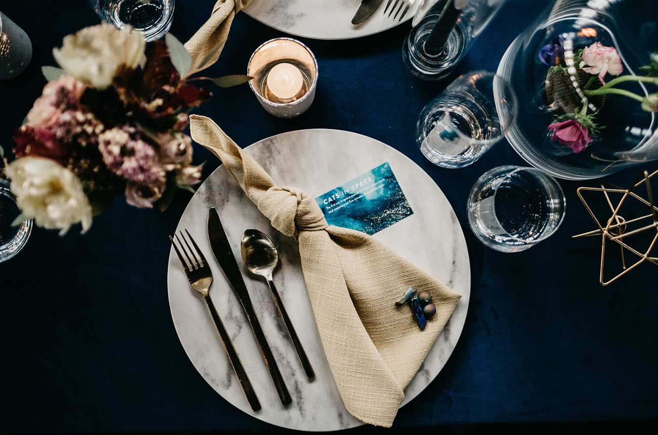 Celestial touches were added to each place setting