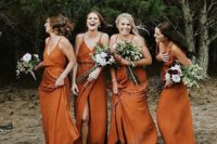 09 charming wrap rust bridesmaid dresses with spaghetti straps are ideal for a boho wedding