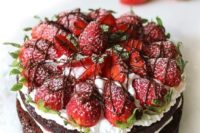 11 a vegan naked wedding cake with fresh strawberries, chocolate and vegan whipped cream