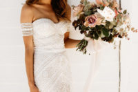 14 a boho lace sheath off the shoulder wedding dress with straps looks just wow