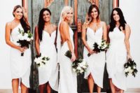 14 chic halter neckline and plunging neckline midi wrap dresses in white for a bright and trendy look