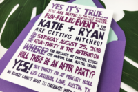 15 this colorful purple, black and fuchsia wedding invite with fun letters is in your face
