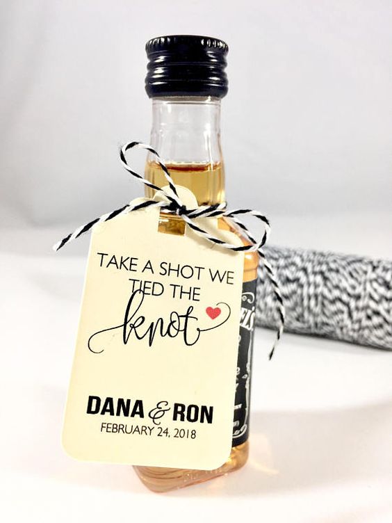 alcohol bottles with fun labels are right what you need as many guests will love drinkable favors