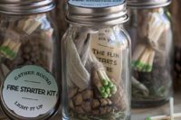 21 a fire starter kit is a great DIY favor for a fall or winter wedding and it can have a fantastic forest smell