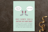 21 a fun wedding invitation for a couple with a strong sense of humor – socks, just imagine that