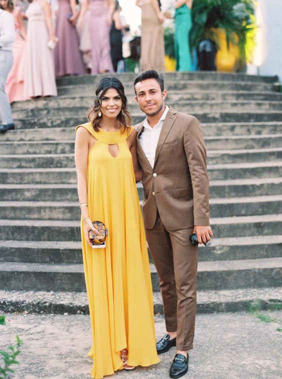 catchy yellow dress is a great choice for