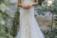 25 a chic one shoulder (asymmetric) lace wedding dress with a tulle overskirt
