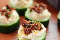 26 white bean and sun dried tomato cucumber appetizers are vegan and gluten-free
