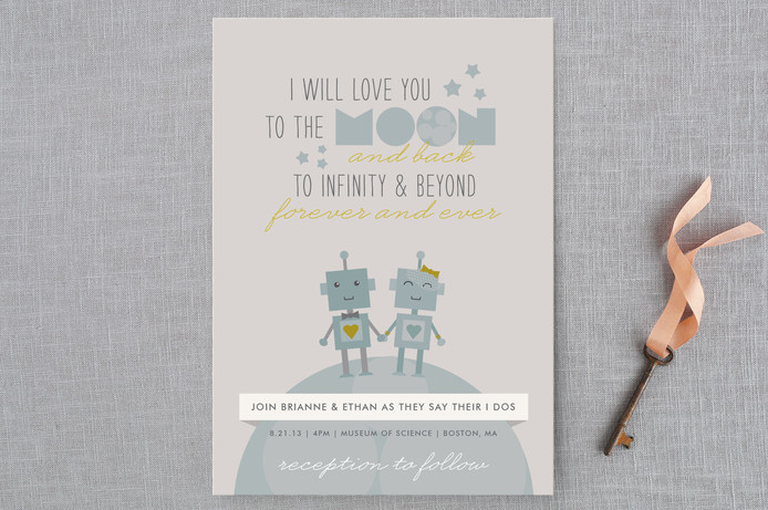 if you love robots, if you are nerds, why not try a robot-inspired wedding invitation