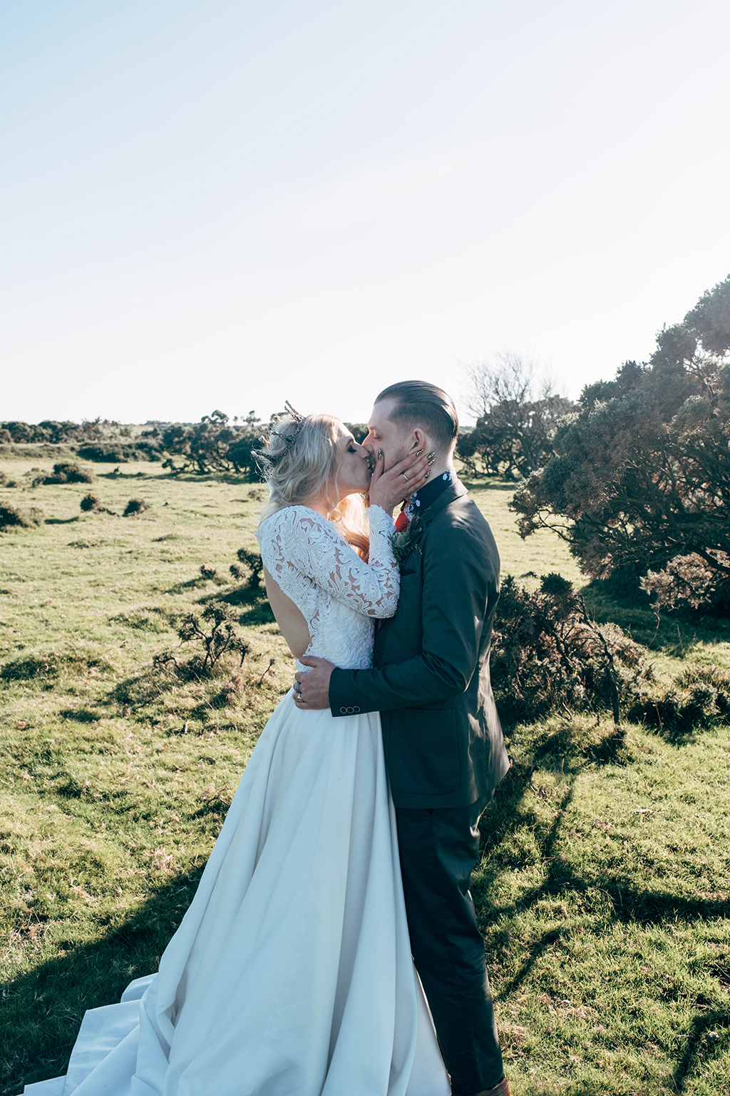 This couple went for a bold moorland wedding with a strong boho feel and rock n roll touches
