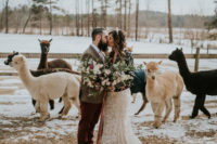 01 This stylish boho chic wedding shoot took place on an alpaca farm, which is a cozy idea