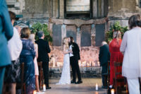 05 The ceremony took place in a concrete chapel decorated with greenery and candles
