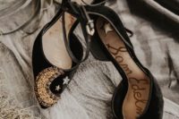 05 black velvet embellished celestial and starry heels with ankle straps are a gorgeous idea for a boho starry wedding