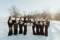 07 The bridesmaids were wearign chocolate brown and matching faux fur stoles
