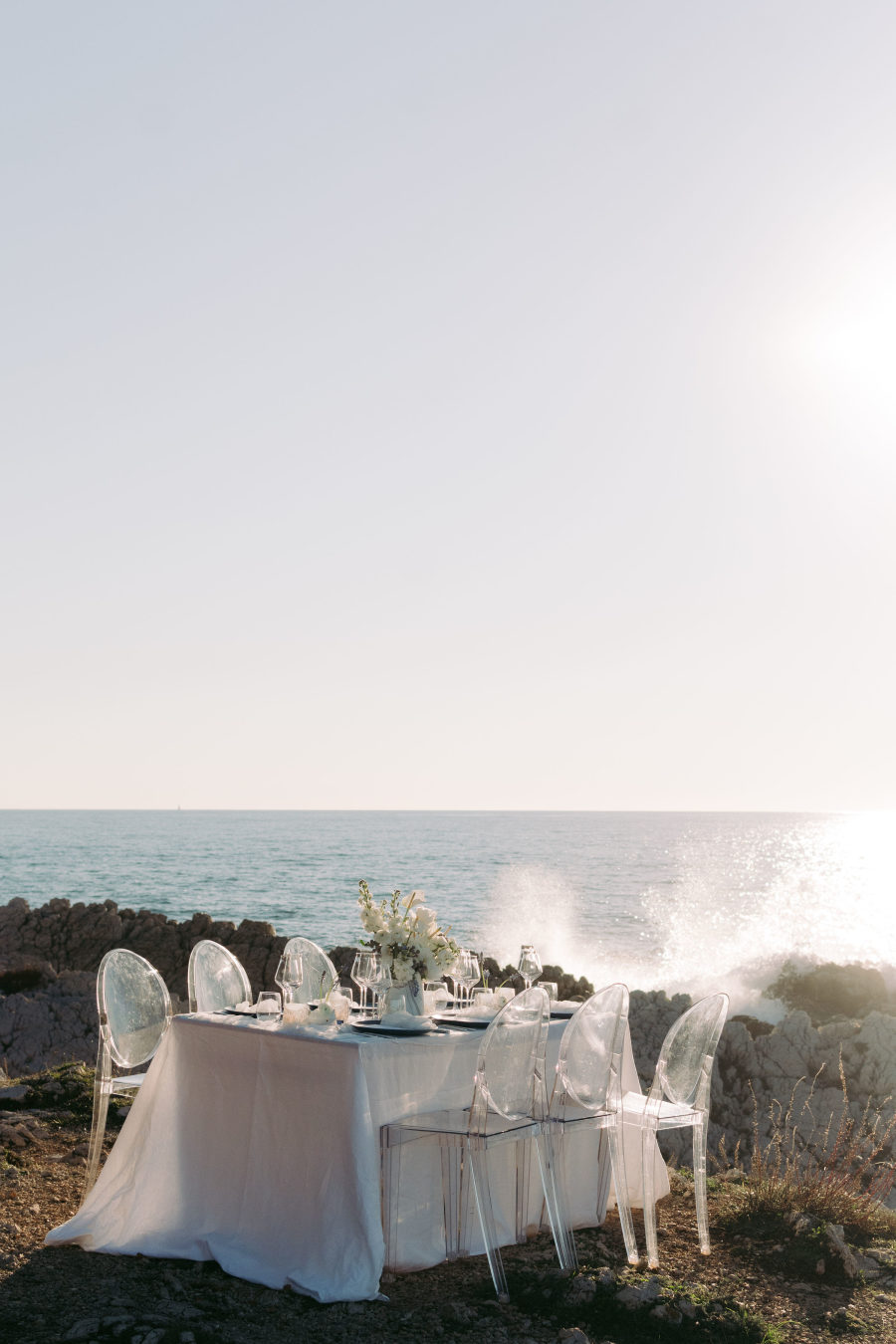 The wedding reception space was done right on the beach, next to the sea