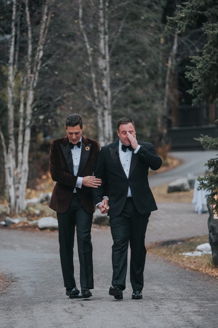 grooms crying after their wedding ceremony is a super touching moment full of love they share
