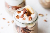 16 creamy vegan banana pudding with roasted pecans, chia seeds, cashews and coconut
