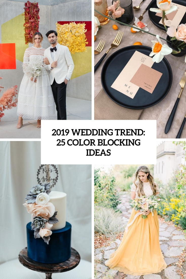 2019 wedding trend 25 color block ideas cover