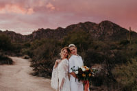 01 This boho desert elopement shoot took place in Arizona desert and featured an amazing bright sky