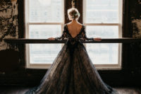 01 This moody winter wedding shoot was done with touches of black and blush, with chic dresses and refined elegance