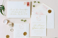 02 The wedding stationery suite is done in swete pastels and with gold calligraphy
