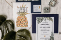 02 The wedding stationery was done with painted tropical leaves and pineapples to remind of the place