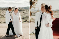 05 The second bride was rocking a plain A-line gown and an embellished coverup, the groom was rocking black and white
