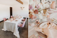 wedding tablescapes in peachy tones