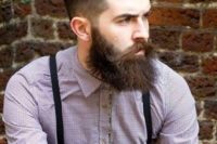 08 a chic groom’s pompadour with a large beard and moustache is a very hipster-like look