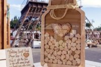 09 a wooden jar with little hearts and twine and a box with little hearts that can be signed by the guests