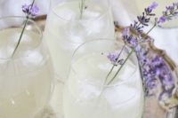 20 lavender lemonade with real lavender instead of usual drink stirrers is a no-brainer for a spring wedding