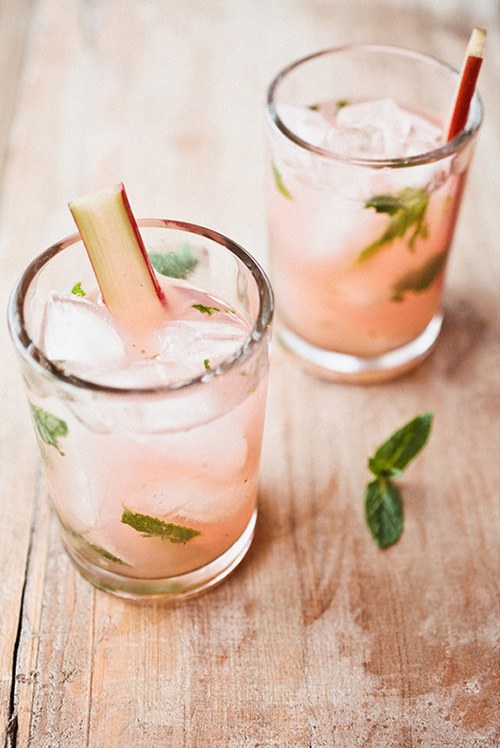 rhubarb mojitos is a sweet yeat tart take on traditional mojitos that in unexpected