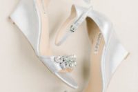 25 silver and embellished wedding wedges with thin ankle straps by Badgley Mischka