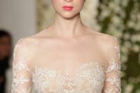 a naked wedding dress bodice with strategically placed lace is a lovely and cool idea for a wedding