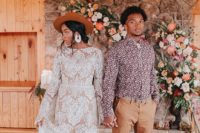 01 This boho wedding shoot was done in earthy tones, with various prints and beautiful details