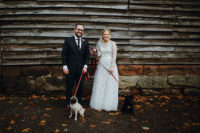 01 This couple went for a bright and fun Mexican-inspired wedding with their pugs on a rainy and wet English day