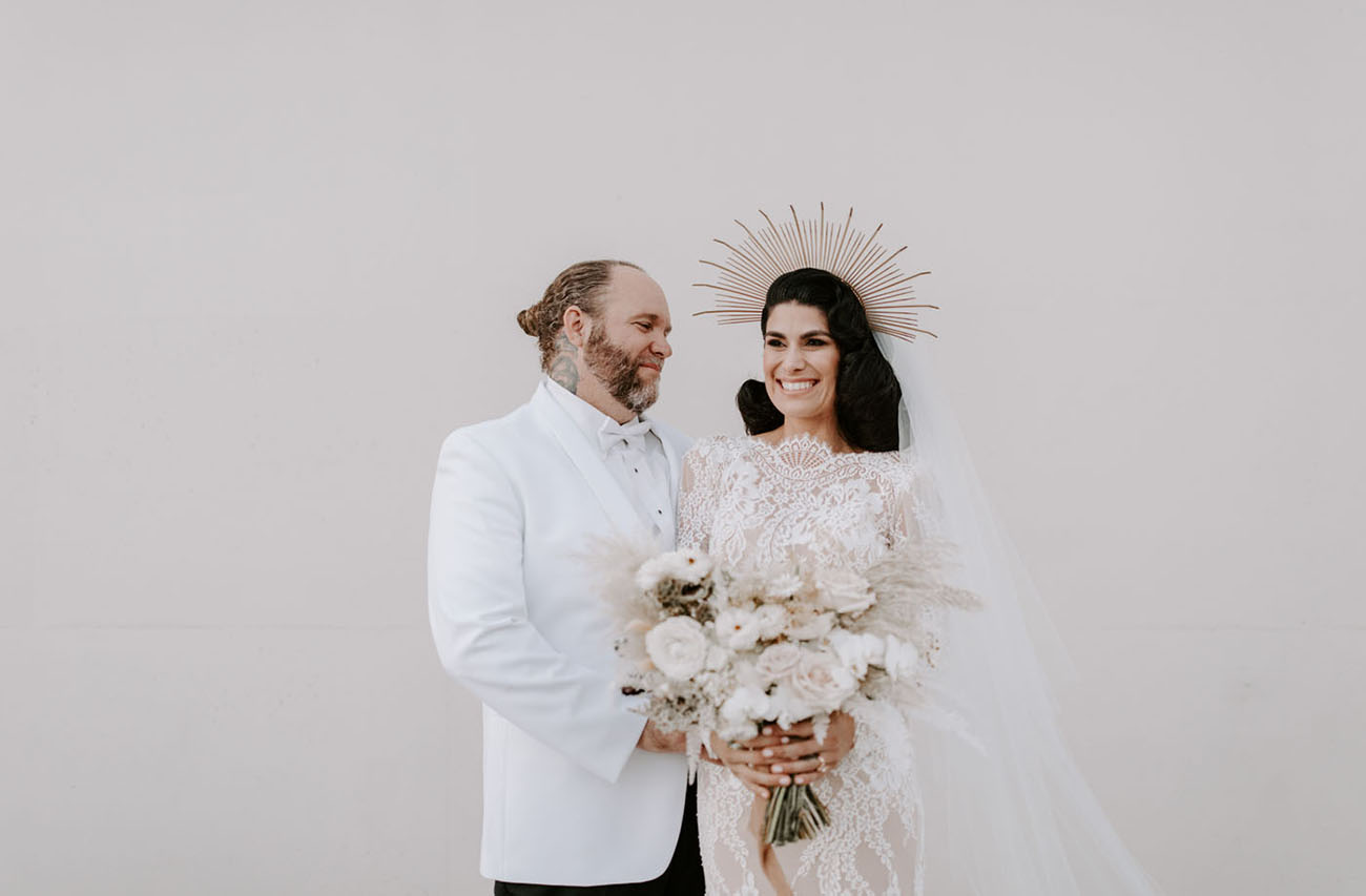 This couple went for a pure white wedding with not a single pop of color in Hollywood