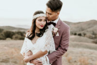 01 This romantic boho wedding shoot was styled with much macrame, touches of dusty pink and burgundy