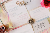 02 The geometric wedding stationery hinted on touches of mid-century modern and bright colors