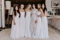 05 The bridal party was rocking all-white, with silk tops and tulle maxi skirts