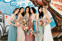 05 The bridesmaids were rocking mismatching pastel gowns