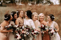 05 The bridesmaids were wearing mismatching dresses in earthy and pastel tones