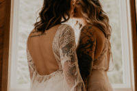 05 The wedding gowns showed off their tattoos perfectly and were of different yet rather similar designs