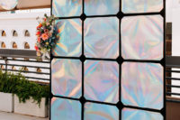 07 The wedding backdrop was iridescent, which is very unusual, modern and bold