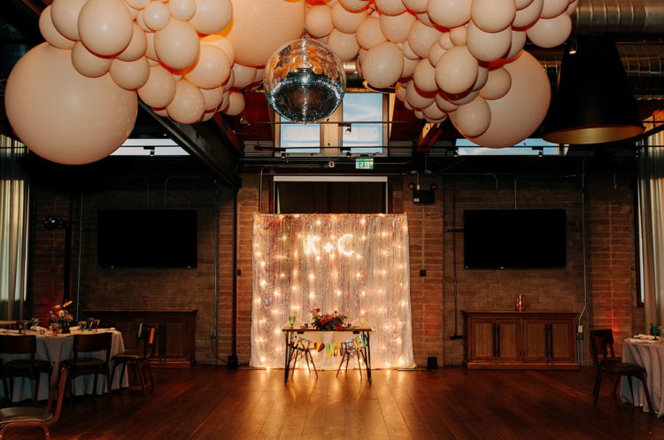 The reception decor included nude balloons in various sizes and even a disco ball, yay
