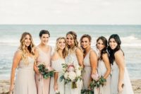 beach bridesmaids dresses in mismatching tones