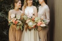 14 mismatching modern neutral bridesmaid dresses will complement any appearance types and complexions
