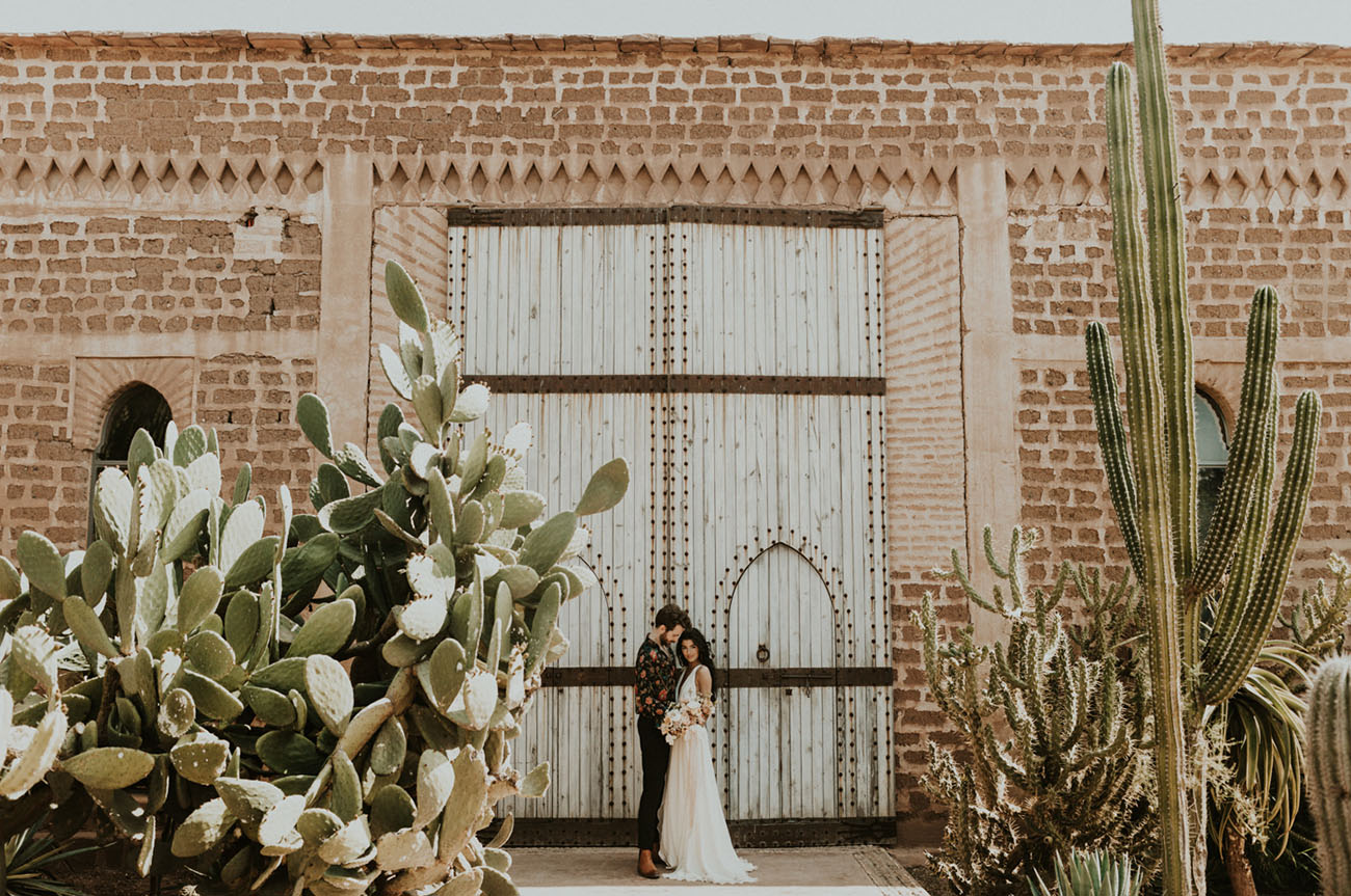 The natural landscape of Morocco is a cool backdrop for your wedding portraits