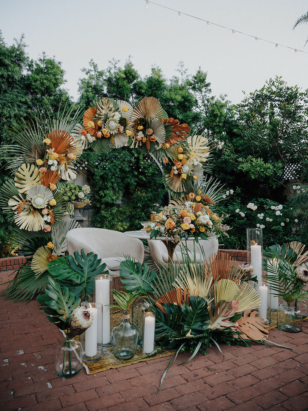The wedding arch doubled as a backdrop for the wedding head table